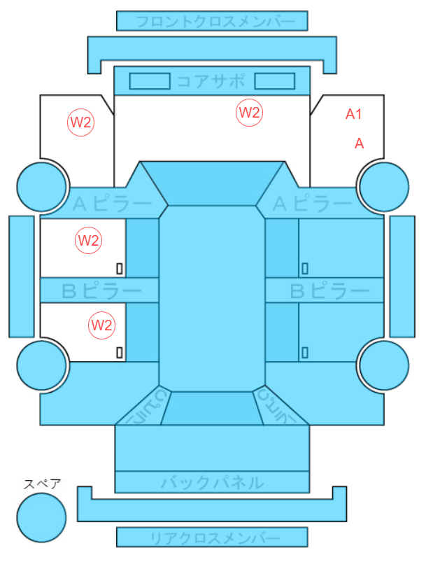 Body condition diagram (damage marks, Japanese labels)