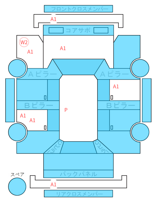Body condition diagram (damage marks, Japanese labels)