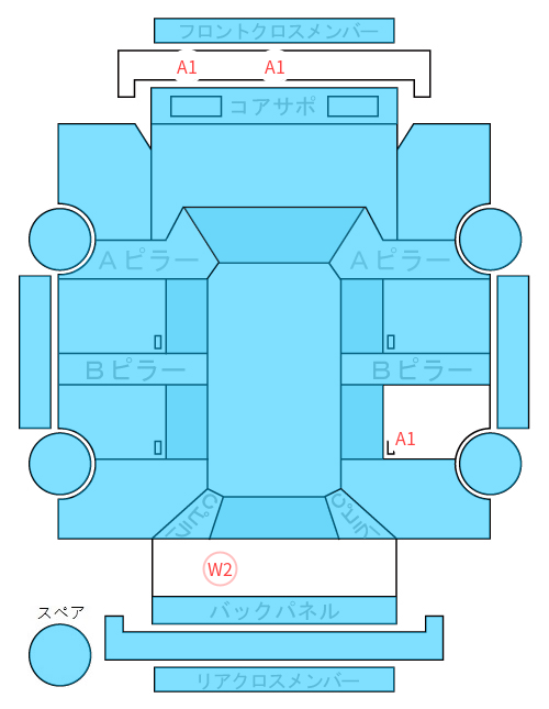 Body condition diagram (damage marks, Japanese labels)