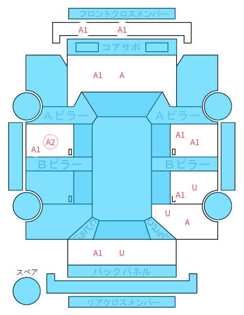 Body condition diagram (damage marks, Japanese labels)