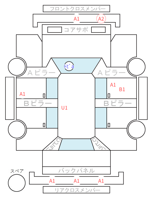 Body condition diagram (damage marks, Japanese labels)