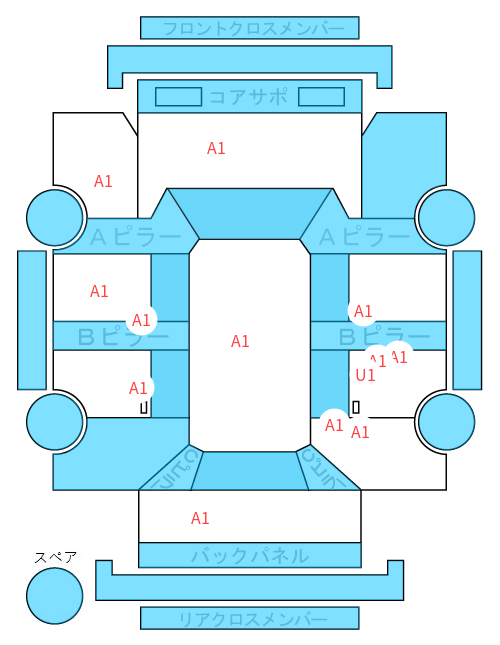 Body condition diagram (damage marks, Japanese labels)
