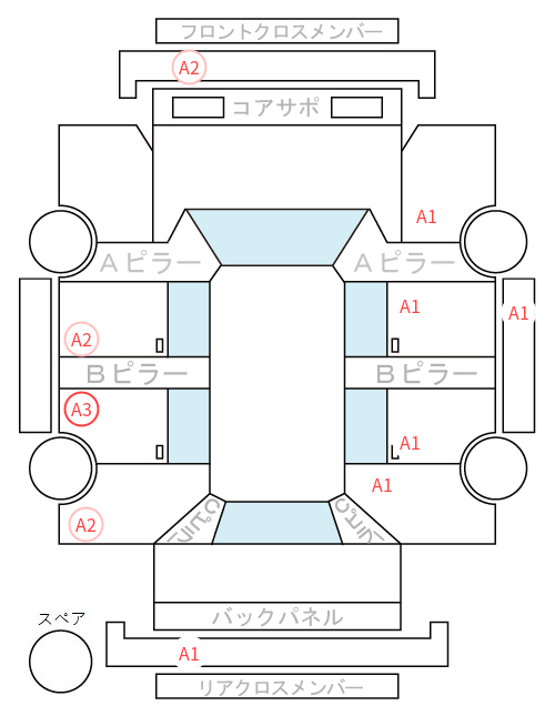 Body condition diagram (damage marks, Japanese labels)