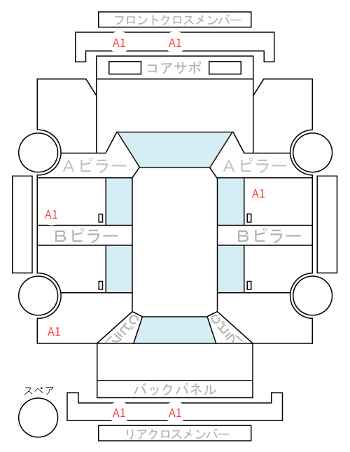 Body condition diagram (damage marks, Japanese labels)