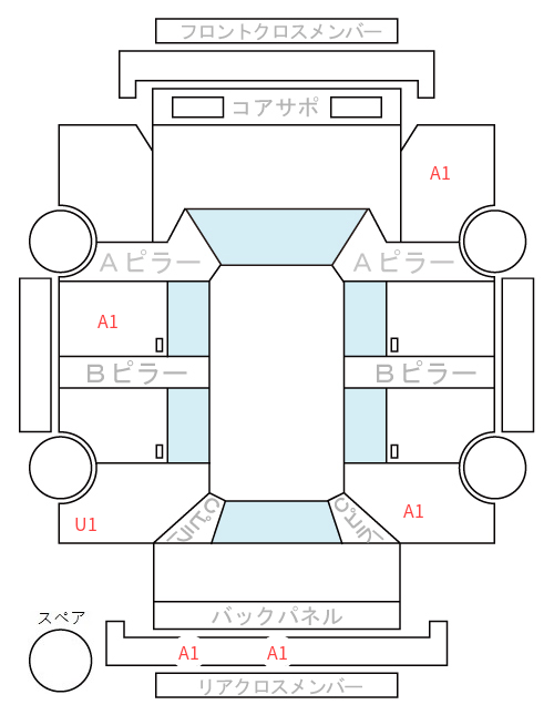 Body condition diagram (damage marks, Japanese labels)