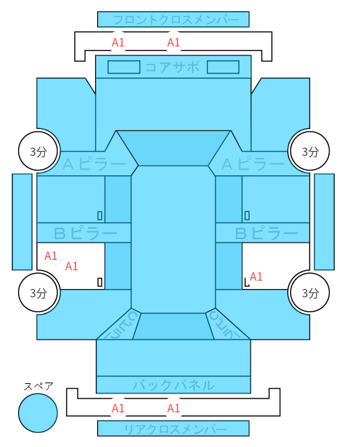 Body condition diagram (damage marks, Japanese labels)