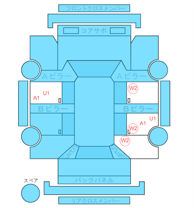 Body condition diagram (damage marks, Japanese labels)
