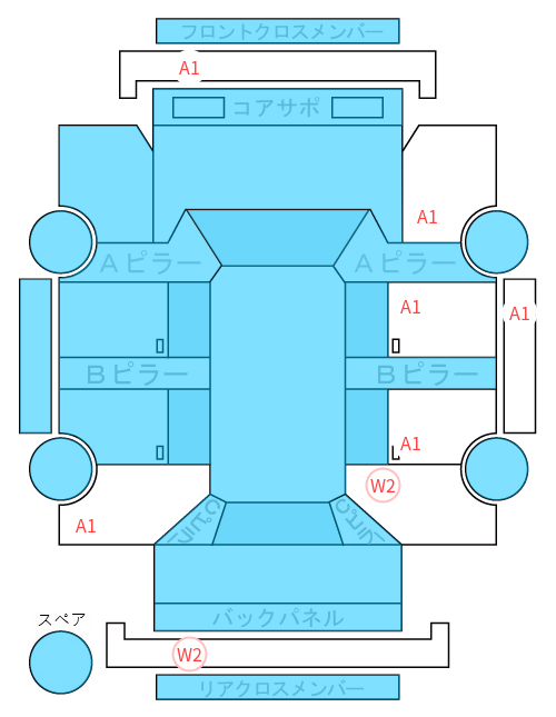 Body condition diagram (damage marks, Japanese labels)