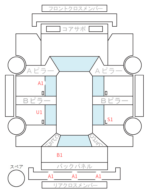 Body condition diagram (damage marks, Japanese labels)