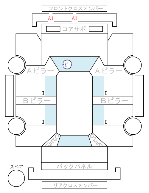 Body condition diagram (damage marks, Japanese labels)