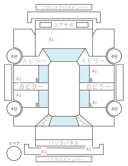 Body condition diagram (damage marks, Japanese labels)