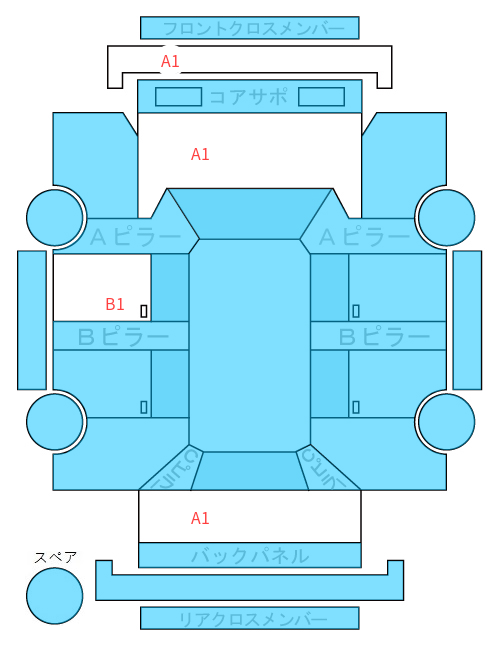 Body condition diagram (damage marks, Japanese labels)