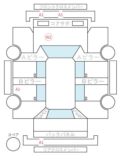 Body condition diagram (damage marks, Japanese labels)