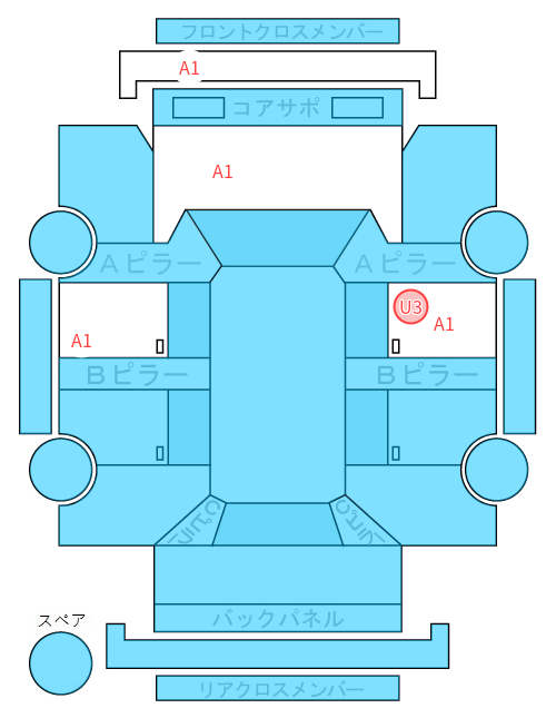 Body condition diagram (damage marks, Japanese labels)