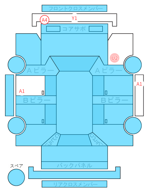Body condition diagram (damage marks, Japanese labels)