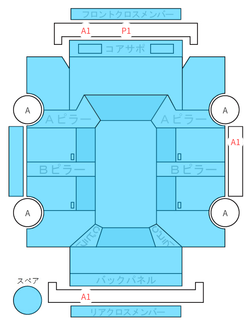 Body condition diagram (damage marks, Japanese labels)