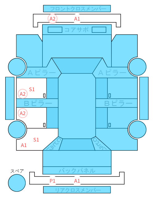 Body condition diagram (damage marks, Japanese labels)