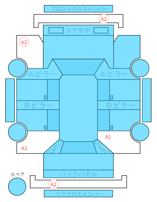 Body condition diagram (damage marks, Japanese labels)