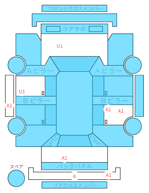 Body condition diagram (damage marks, Japanese labels)