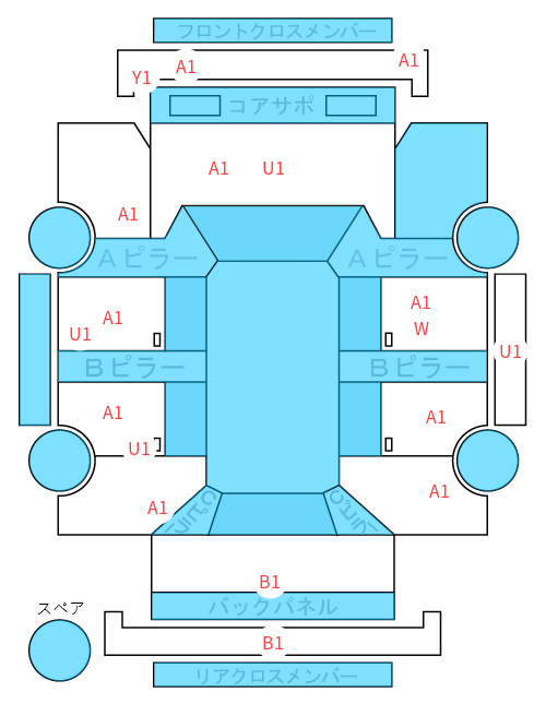 Body condition diagram (damage marks, Japanese labels)