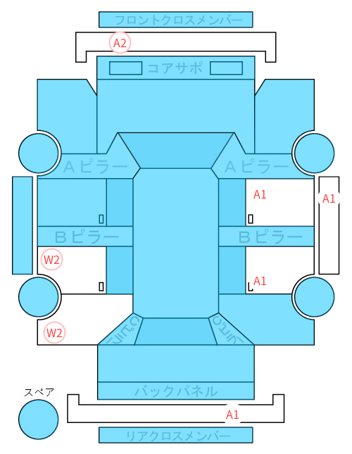 Body condition diagram (damage marks, Japanese labels)