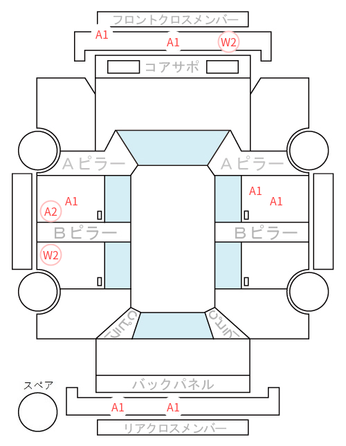 Body condition diagram (damage marks, Japanese labels)