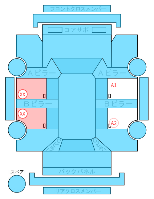 Body condition diagram (damage marks, Japanese labels)