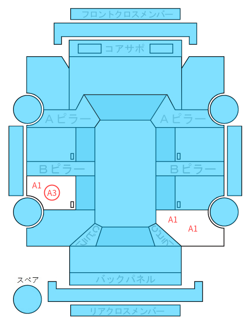 Body condition diagram (damage marks, Japanese labels)