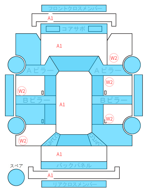 Body condition diagram (damage marks, Japanese labels)
