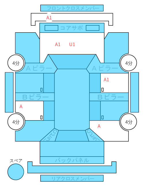 Body condition diagram (damage marks, Japanese labels)