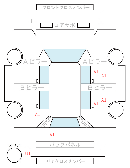 Body condition diagram (damage marks, Japanese labels)