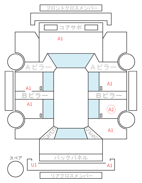 Body condition diagram (damage marks, Japanese labels)