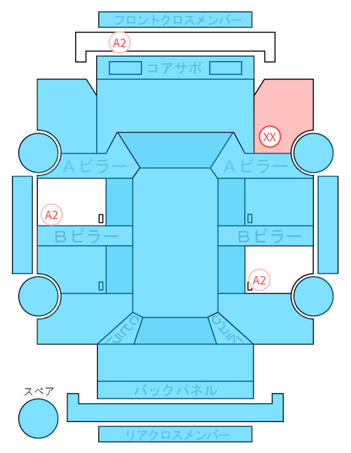 Body condition diagram (damage marks, Japanese labels)