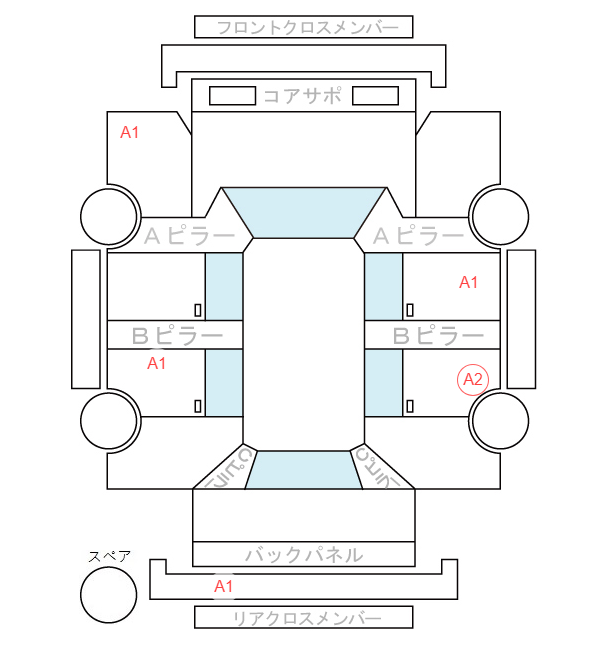 Body condition diagram (damage marks, Japanese labels)