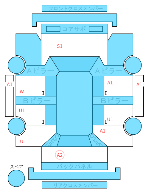 Body condition diagram (damage marks, Japanese labels)