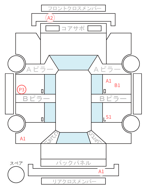 Body condition diagram (damage marks, Japanese labels)
