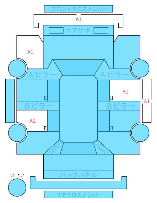 Body condition diagram (damage marks, Japanese labels)
