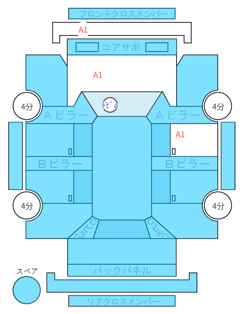 Body condition diagram (damage marks, Japanese labels)