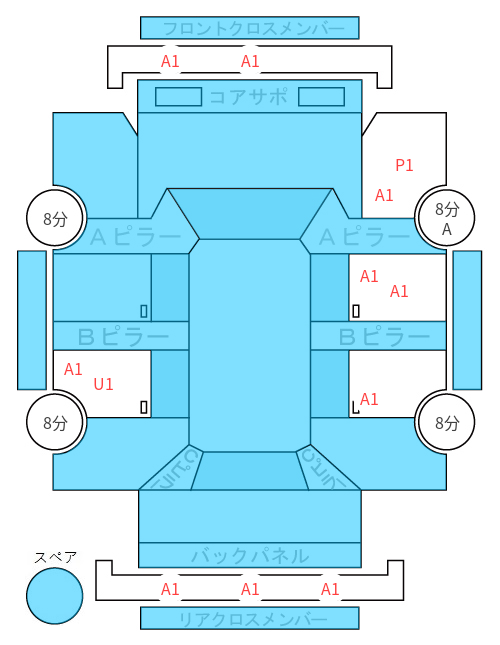 Body condition diagram (damage marks, Japanese labels)