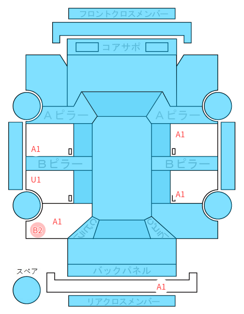 Body condition diagram (damage marks, Japanese labels)