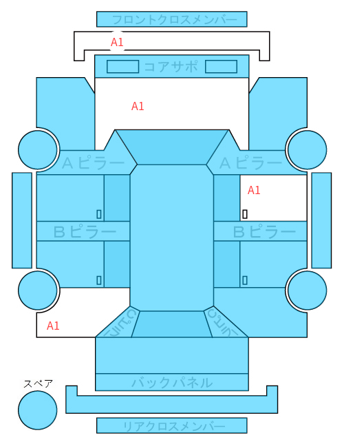 Body condition diagram (damage marks, Japanese labels)