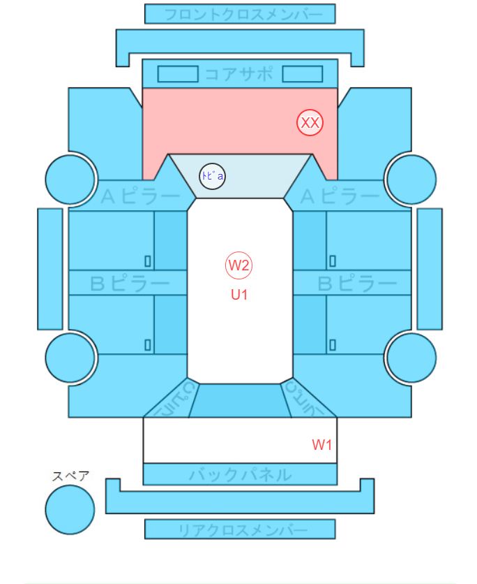 Body condition diagram (damage marks, Japanese labels)