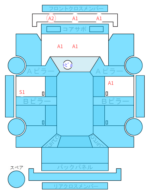Body condition diagram (damage marks, Japanese labels)