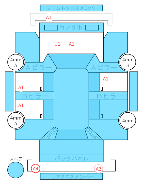 Body condition diagram (damage marks, Japanese labels)