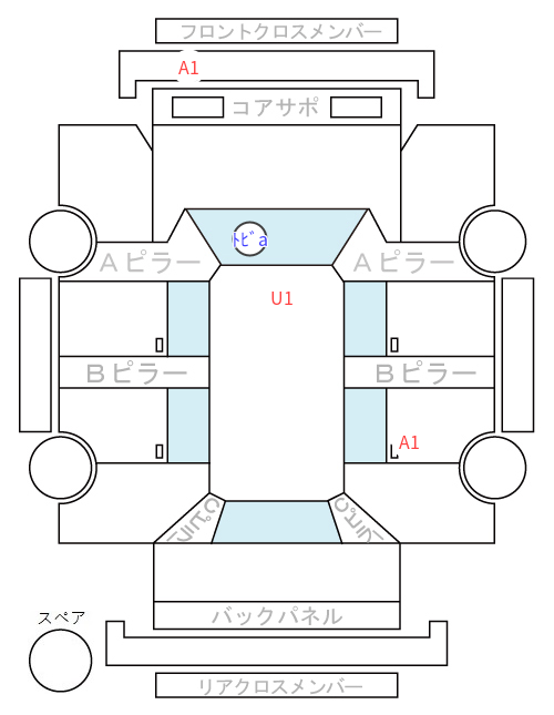 Body condition diagram (damage marks, Japanese labels)