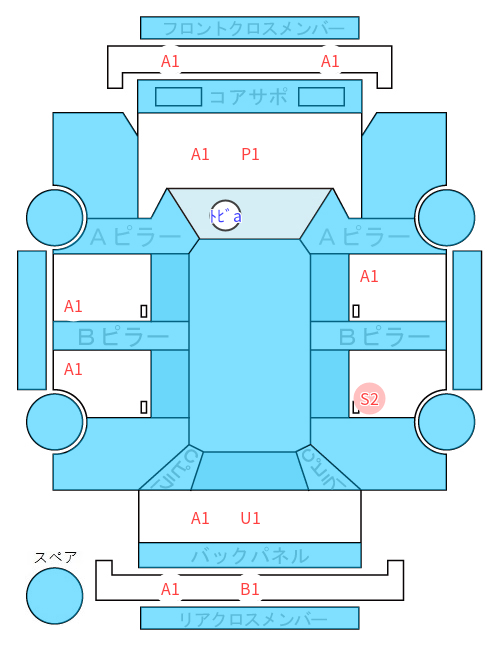 Body condition diagram (damage marks, Japanese labels)