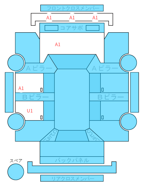 Body condition diagram (damage marks, Japanese labels)