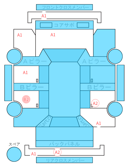 Body condition diagram (damage marks, Japanese labels)