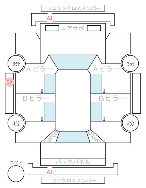 Body condition diagram (damage marks, Japanese labels)
