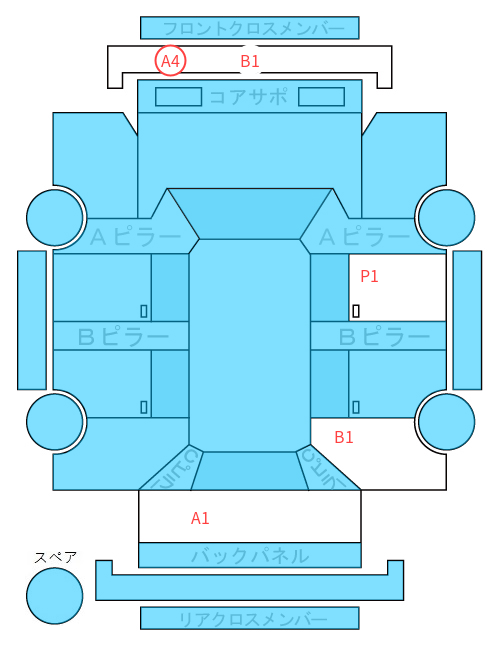Body condition diagram (damage marks, Japanese labels)